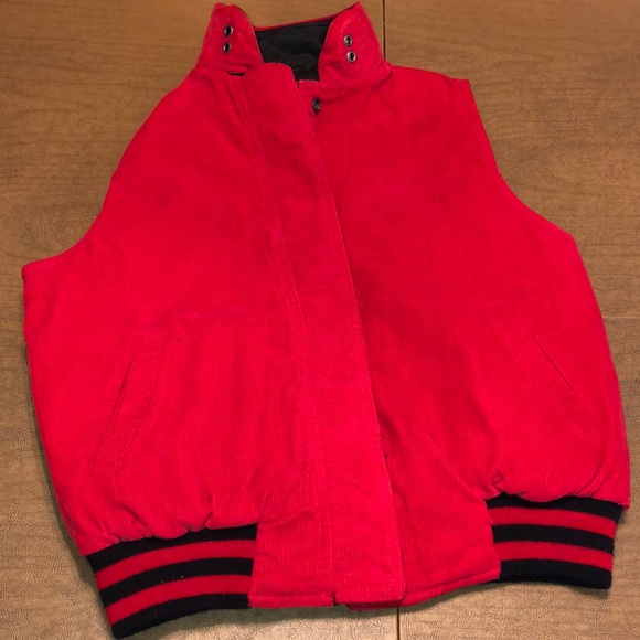 VTG Reversible Red & Black Snap Down Ski Vest M - Picture 4 of 8